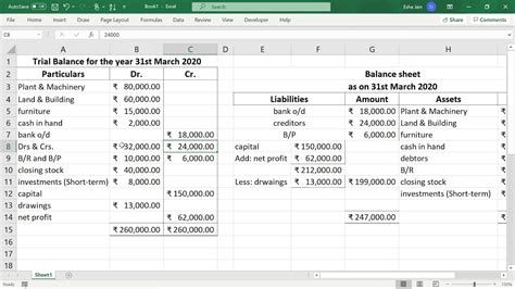 How to Create Provisional Balance Sheet Format in Excel