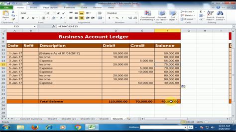 How to Create a Business Accounts Ledger in Microsoft Excel Debit