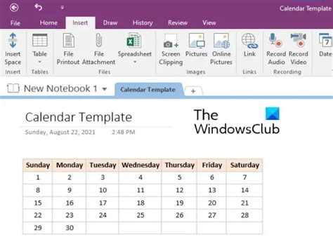 How to Create a OneNote Calendar Template