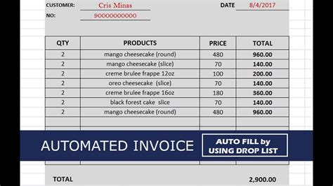 How to Create a Simple and Automated Invoice in Excel w/ Drop List