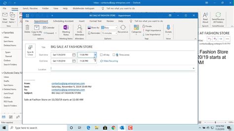 How to Create an Appointment from an Email Message in Outlook Office