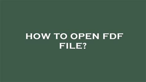 How to Create an Fdf Data File - YouTube