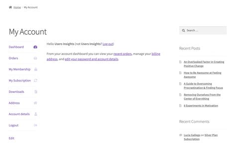 How to Customize the My Account Page in Users Insights