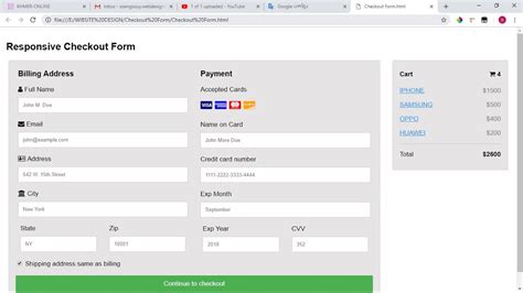 How to Design Checkout Form HTML and CSS