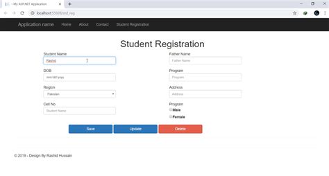 How to Design a Student Registration Form in web Forms App