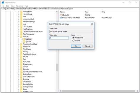 How to Disable Low Disk Space Checks in Windows