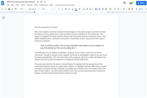 How to Do a Block Quote in Google Docs