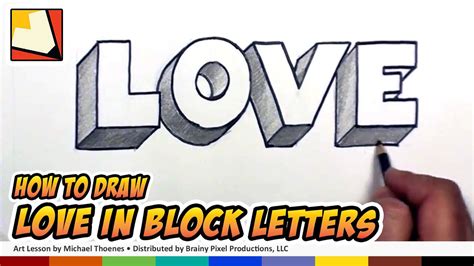 How to Draw 3D Block LOVE Letters and 3D Block LOVE Letters Coloring