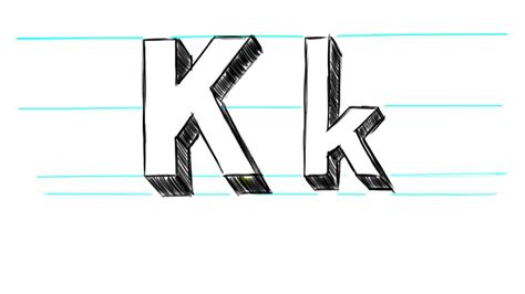 How to Draw 3D Letters K Uppercase K and Lowercase k in 90 seconds