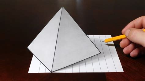 How to Draw 3D Pyramid on Line Paper Trick Art YouTube