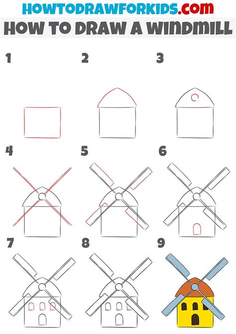 How to Draw A Windmill Step by Step