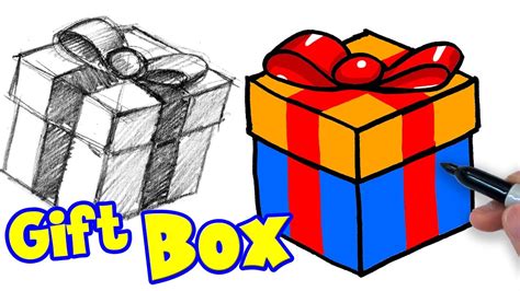 How to Draw Advance Gift Box or Present Box Drawing Easy step by