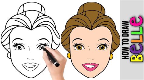 How to Draw BELLE Disney Princess Drawing Easy Step by Step YouTube