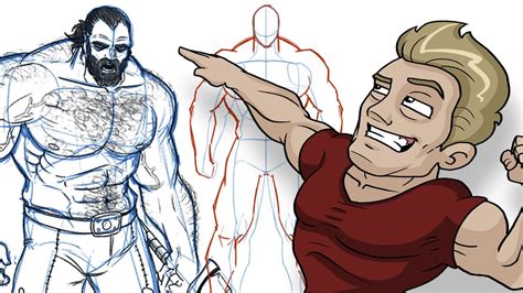 How to Draw BIG BADASS DUDES Extreme Male Muscle Anatomy Tutorial!