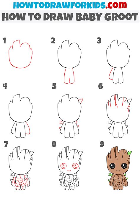 How to Draw Baby Groot Really Easy Drawing Tutorial