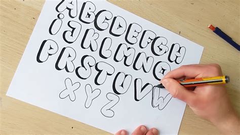 How to Draw Bubble Letters With Shadows - YouTube