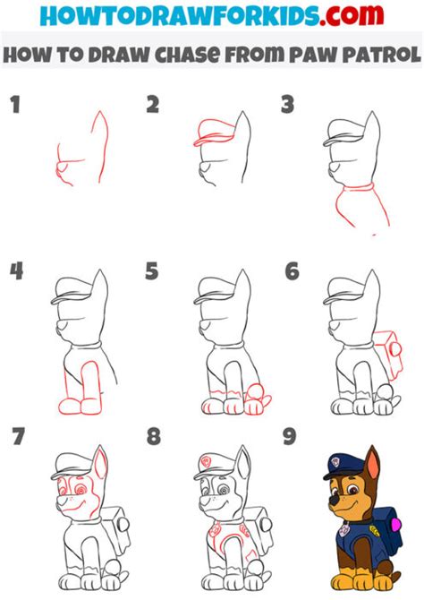 How to Draw Chase from Paw Patrol Really Easy Drawing Tutorial