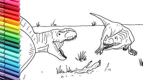 How to Draw Dinosaurs the TRex vs Ceratosaurus Drawing and Coloring