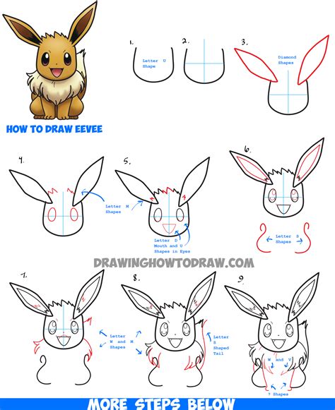 How to Draw Eevee Pokemon - Step by Step Easy Drawing Guides ...