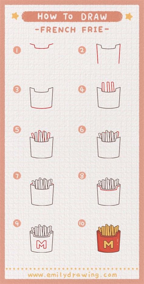 How to Draw French Fries Step by Step