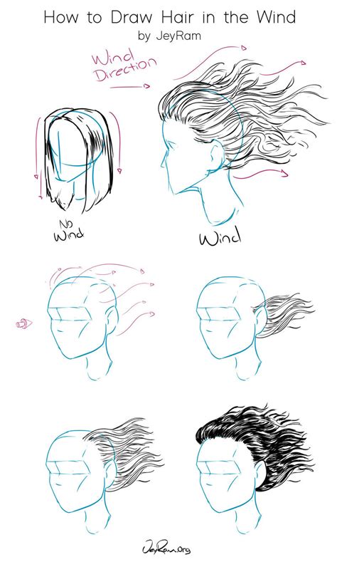 How to Draw Hair Blowing in the Wind JeyRam Drawing Tutorials