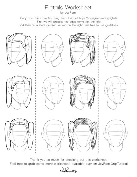 How to Draw Hair in Pigtails Step by Step Tutorial for Beginners How
