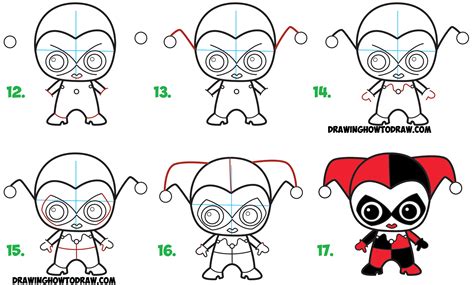 How to Draw Harley Quinn Cute and Easy Step by Step
