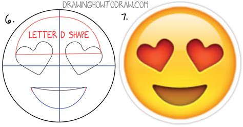 How to Draw Heart Eyes Emoji Face Step by Step Drawing Tutorial How
