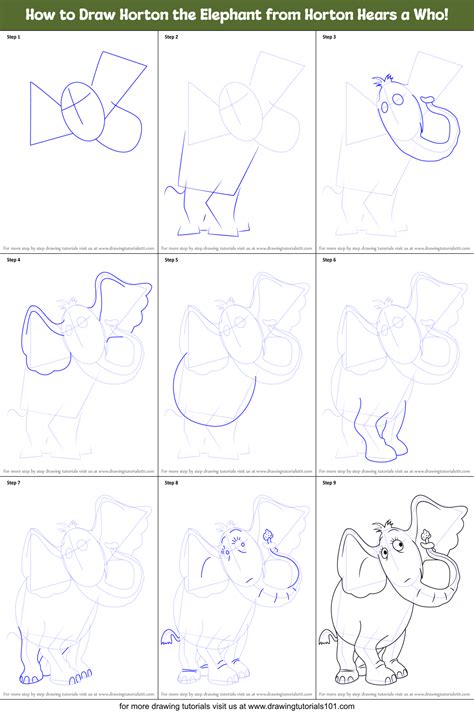 How to Draw Horton the Elephant from Horton Hears a Who! Printable