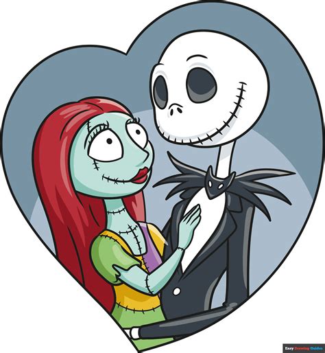 How to Draw Jack and Sally from the Nightmare before Christmas Really Easy Drawing Tutorial