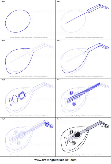 How to Draw Mandolin Printable Drawing Sheet by
