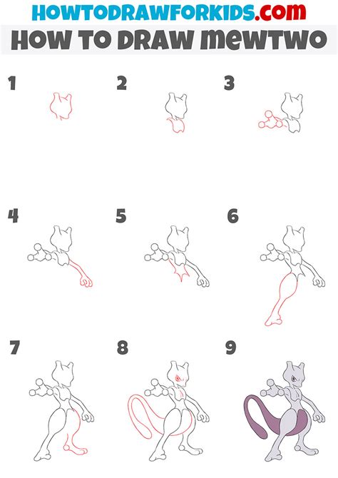How to Draw Mewtwo from Pokémon Really Easy Drawing Tutorial Drawing