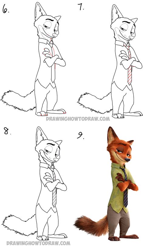 How to Draw Nick Wilde from Zootopia Step by Step Easy Drawing Guides