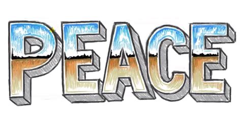 How to Draw PEACE 3D 3D Block Letters PEACE with Chrome Letter Effect