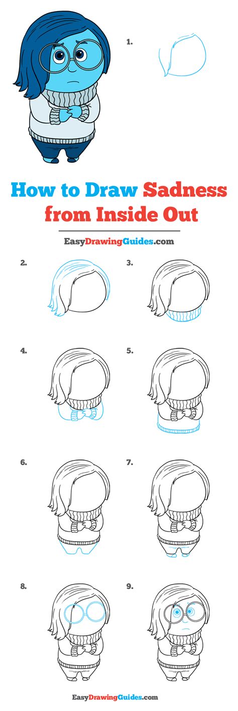 How to Draw Sadness from Inside Out with Easy Step by Step Drawing