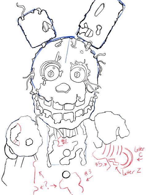 How to Draw Springtrap from Five Nights at Freddys 3, Step by Step