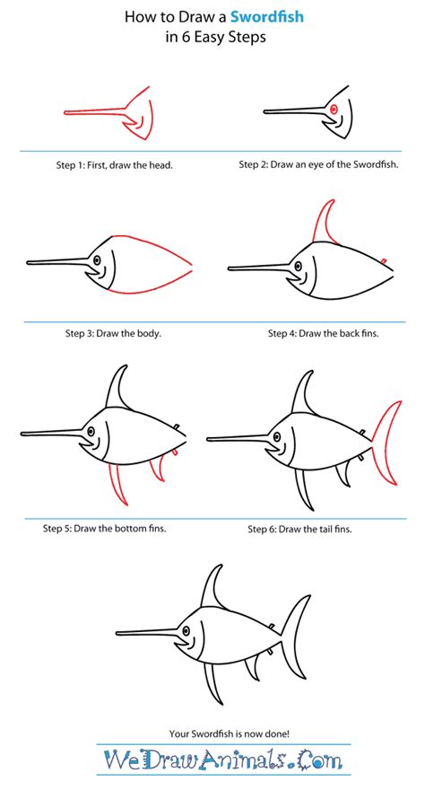 How to Draw Swordfish Step by Step - Easy Drawings for Kids