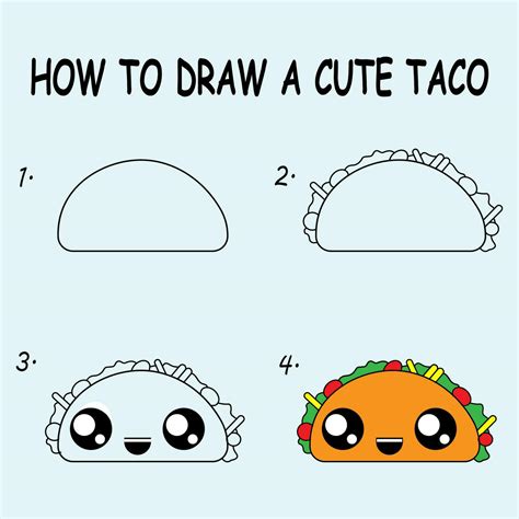 How to Draw Tacos Easy Drawing Tutorial For Kids in 2022 Drawing