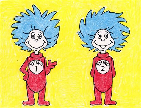 How to Draw Thing One and Thing Two from Dr. Seuss The Cat in the Hat