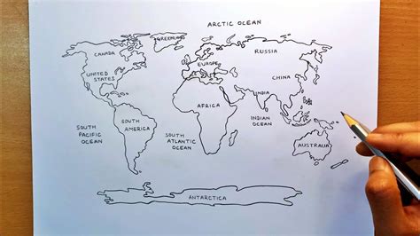 How to Draw World Map Easily Step by Step Drawing World Map Step Step Easy Drawings YouTube