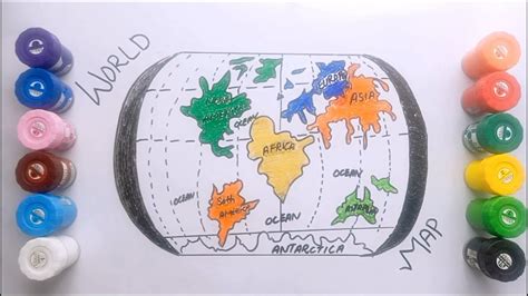How to Draw World Map Kids Drawing Fun with Color Drawing for