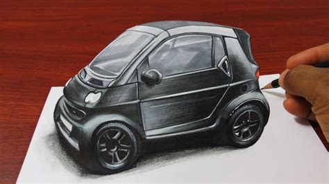 How to Draw a 3D Smart Car Anamorphic Drawing YouTube