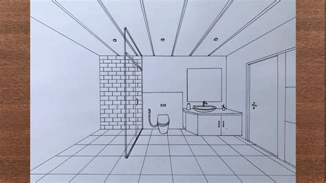 How to Draw a Bathroom in 1 Point Perspective YouTube