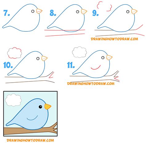 How to Draw a Bird on a Branch Easy for Kids Step by Step Drawing