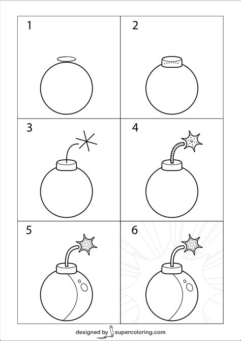How to Draw a Bomb Step by Step Cute Easy Drawings