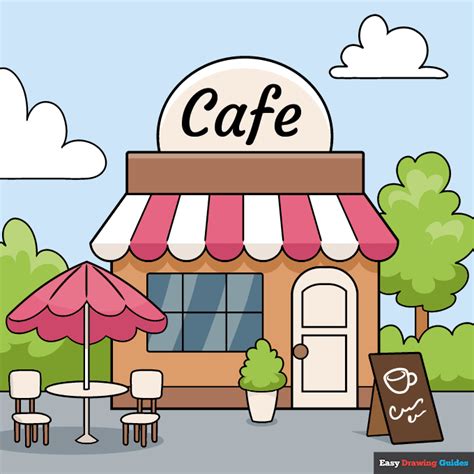 How to Draw a Cafe Step by Step Easy Drawing Guides Drawing Howtos