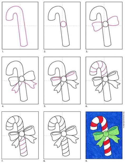 How to Draw a Candy Cane A StepbyStep Tutorial for Kids