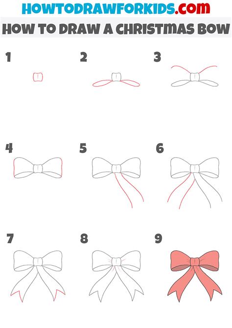 How to Draw a Christmas Bow Easy Drawing Tutorial For Kids