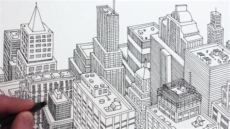 How to Draw a City in 3D Planometric Drawing YouTube