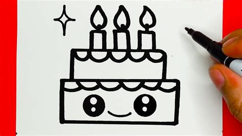 How to Draw a Cute Cake, Draw Cute Things - YouTube